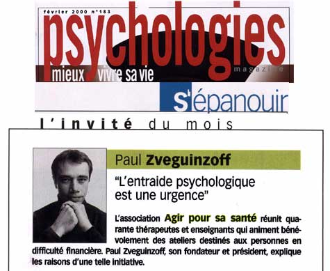 Entraide psychologique - Publications - Psychologies - Février 2000 - N° 183